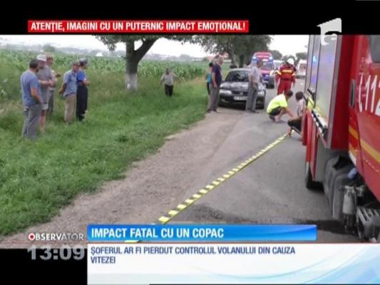 Un tânăr de 21 de ani şi-a pierdut viaţa după ce a intrat cu mașina într-un copac