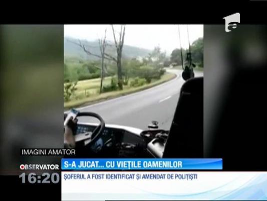 Şoferul autocarului care s-a jucat pe telefonul mobil în timp ce se afla la volan a fost amendat