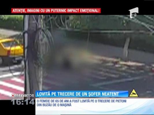 O femeie de 65 de ani a fost lovită de o maşină pe o trecere de pietoni din Buzău