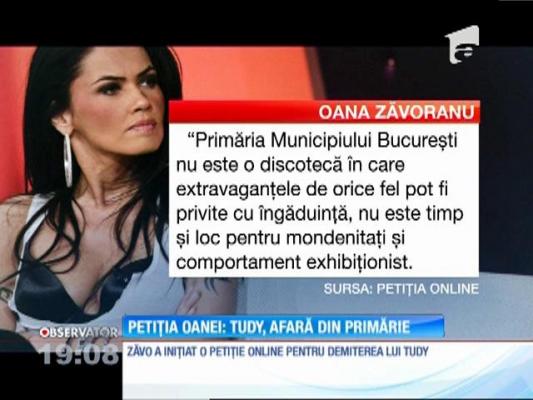 Oana Zăvoranu, petiţie online pentru demiterea lui Tudy