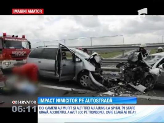 Doi oameni au murit şi alţi trei au fost răniţi grav, în urma unui accident teribil pe autostrada Timişoara- Lugoj