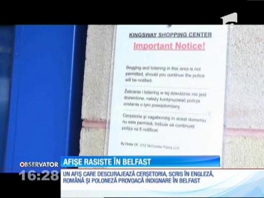 Un afiş menit să descurajeze cerşetoria provoacă rumoare în Belfast