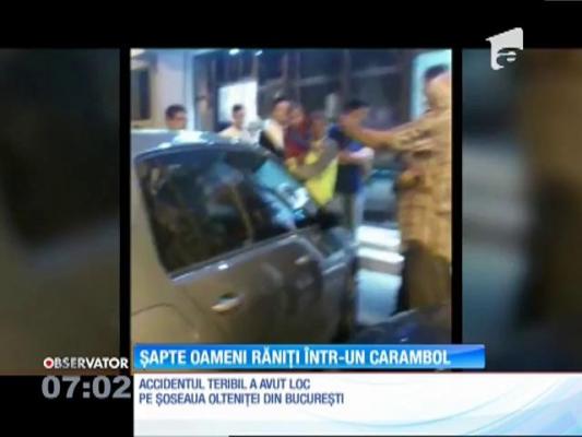 Un tânăr de 19 ani a provocat un carambol în care au fost răniţi şapte oameni, pe o şosea din Bucureşti