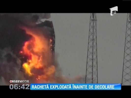 Explozie puternică la centrul de lansare a navelor spaţiale din Florida. O rachetă ce urma să lanseze un satelit în orbită a luat foc înainte de decolare