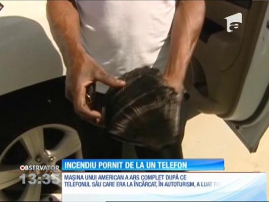 Maşina unui american a ars complet din cauza unui telefon lăsat la încărcat