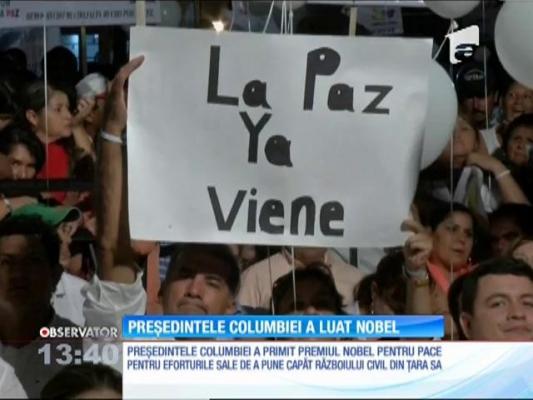 NOBEL 2016: Preşedintele Columbiei, distins cu premiul Nobel pentru Pace. Juan Manuel Santos, răsplătit pentru eforturile de a pune capăt războiului din Columbia