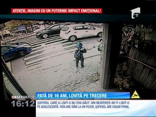 Imagini ŞOCANTE! O elevă de 16 ani, accidentată GRAV chiar pe trecerea de pietoni (VIDEO)