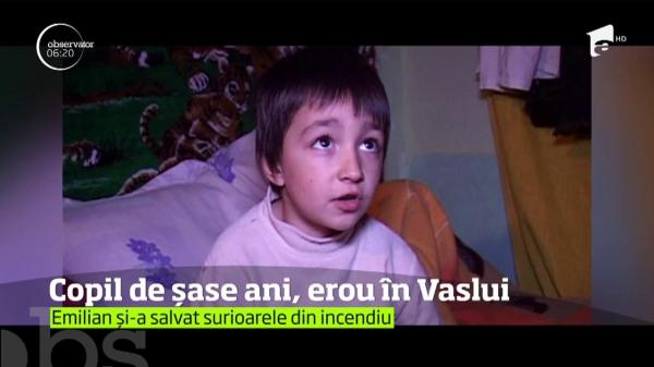 Copil de şase ani, erou în Vaslui. Şi-a salvat surorile mai mici din flăcări