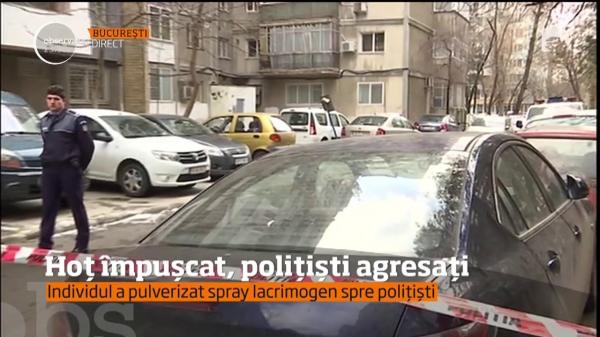 Infractor ÎMPUŞCAT de poliţişti, în plină zi, în Capitală (VIDEO)