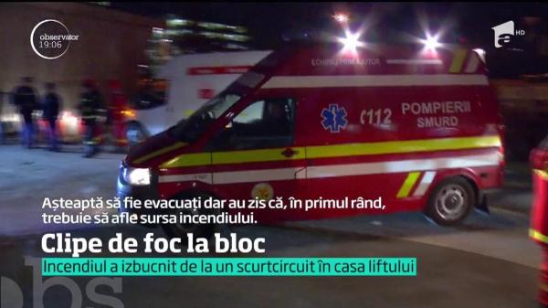 Clipe de panică pentru zeci de locatari ai unui bloc nou cu 11 etaje din Bucureşti. Un incendiu le-a umplut apartamentele cu fum