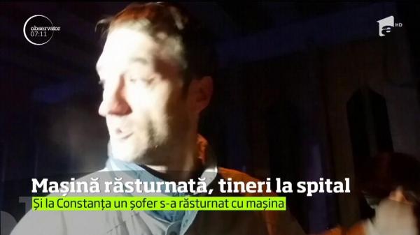 Cinci tineri din Suceava au ajuns la spital după ce s-au răsturnat cu maşina