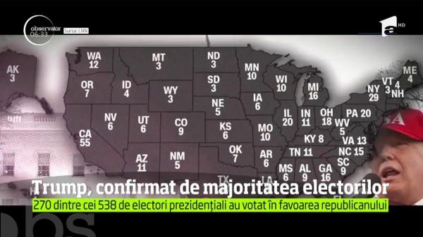 Donald Trump, confirmat oficial în funcția de președinte al SUA