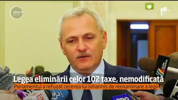 Răzoiul dintre Preşedinte şi PSD se înteţeşte: Legea eliminării celor 102 taxe se întoarce, nemodificată, la Cotroceni