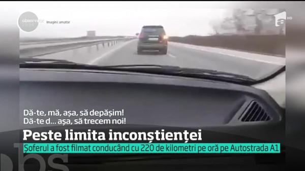 Un tânăr s-a dat în spectacol pe A1 gonind cu 220 de kilometri pe oră