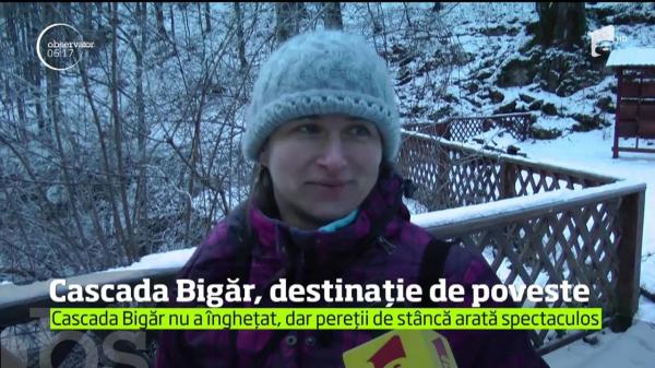 Cascada Bigăr, o destinaţie de poveste chiar şi pe timpul iernii