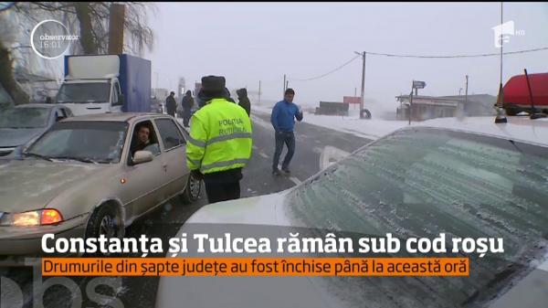 Codul roşu de vreme extremă rămâne valabil, în următoarele ore, pentru două judeţe: Constanţa şi Tulcea