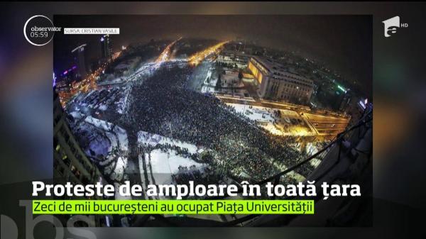 Românii, în stradă împotriva legii graţierii şi amnistiei! Preşedintele Iohannis s-a alăturat protestatarilor