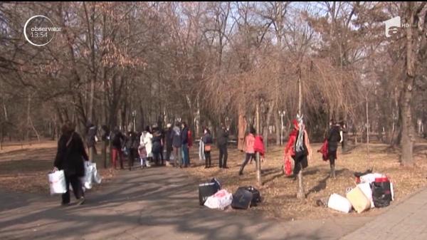 Haine pentru cei nevoiași, agățate în copaci