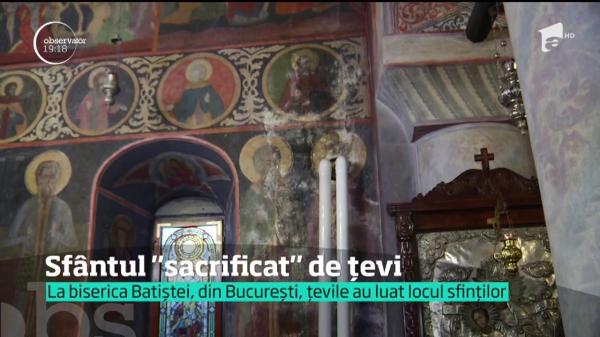ŢEVILE au luat locul SFINŢILOR de pe pereţi, la Biserica Batiştei din Bucureşti