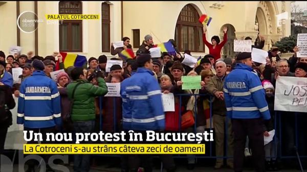 Un nou protest în București. Câteva zeci de oameni s-au strâns la Palatul Cotroceni pentru a susține PSD