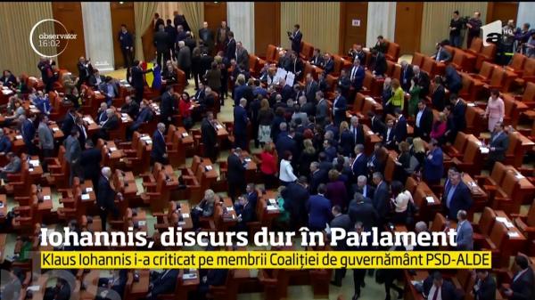 Klaus Iohannis i-a criticat în Parlament pe membrii coaliției de guvernământ PSD-ALDE