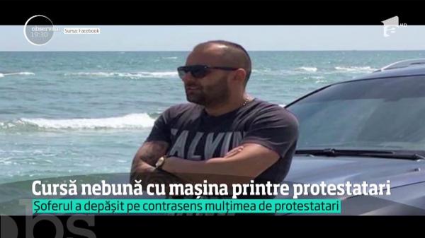 Un interlop din Sibiu a încercat să dea cu maşina peste doi poliţişti, chiar în timpul protestelor