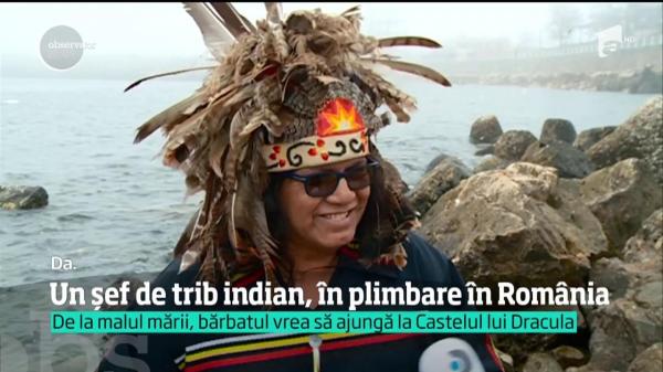 Un șef de trib indian, în plimbare în România