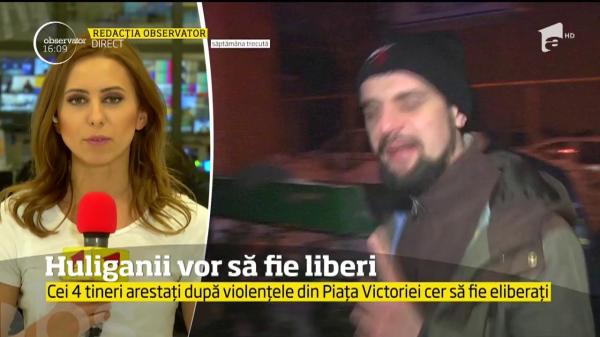 Cei patru tineri arestaţi după protestele violente din Piaţa Victoriei, cer să fie liberi