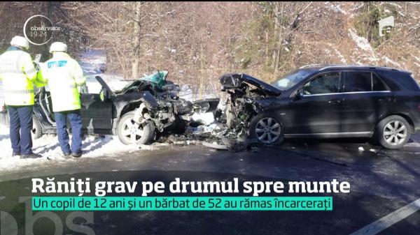 Un copil de 12 ani şi un bărbat de 52 au fost grav răniţi pe drumul spre Poiana Braşov