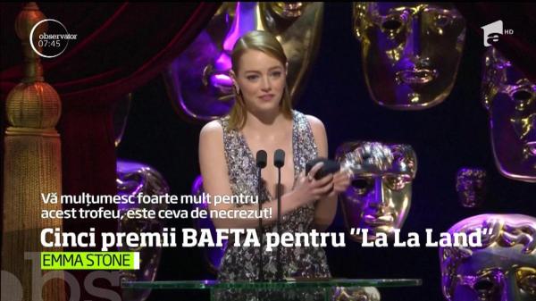 Comedia muzicală "La La Land", cinci trofee la Premiile BAFTA