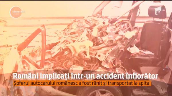 Români implicați într-un accident infiorător, la graniţa cu Ungaria. Șoferul autocarului românesc a fost rănit și transportat la spital