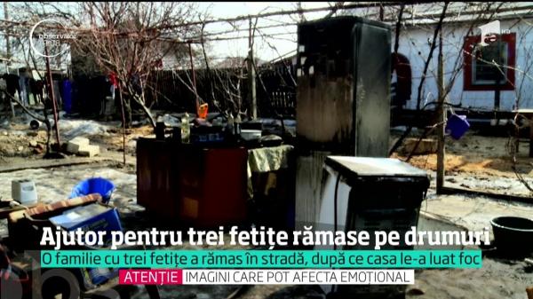 O familie cu TREI FETIȚE din Fetești a rămas pe drumuri, după ce un incendiu i-a mistuit complet casa. Acum, copilele au nevoie de ajutor!