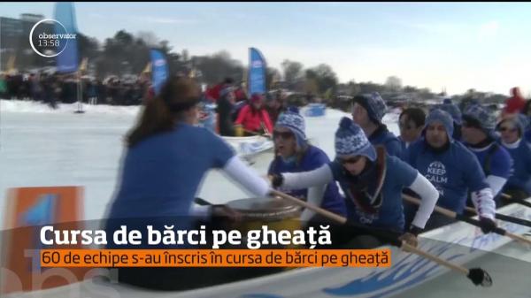Concurs inedit în Canada: Peste o sută de mii de oameni s-au întrecut cu barca pe gheaţă