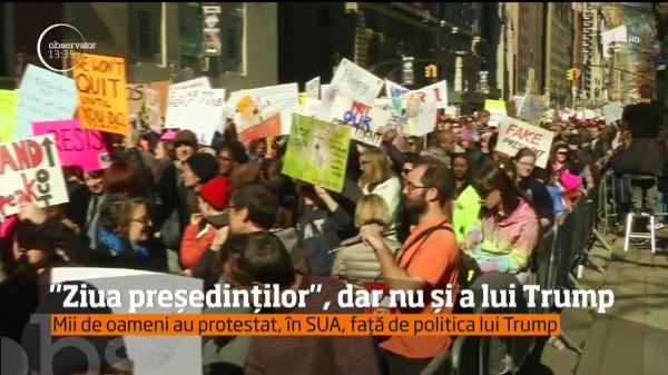 Proteste în SUA de Ziua Preşedinţilor: Mii de oameni au contestat în stradă politica lui Donald Trump