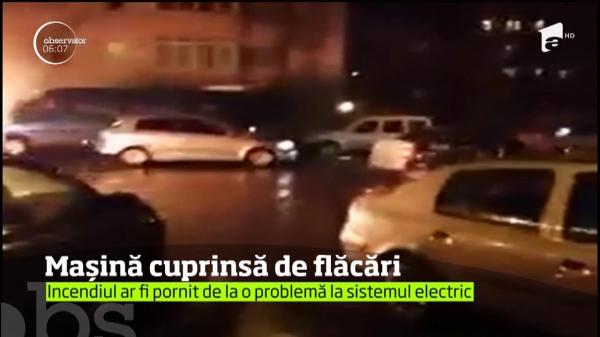 Speritură soră cu moartea! Un bărbat din Iaşi nici n-a coborât bine de la volan, că maşina lui s-a aprins ca o torţă (VIDEO)