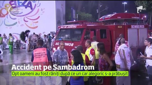 Accident la Carnavalul de la Rio! Opt oameni au fost răniți după ce un car alegoric s-a prăbuşit (VIDEO)