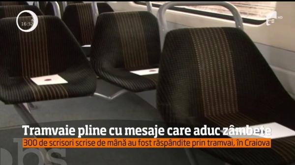 300 de mesaje scrise de mână au fost răspândite prin tramvaiele din Craiova