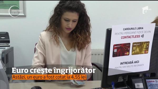 Euro, mai puternic pe zi ce trece. Moneda europeană a atins pragul de 4,55 lei