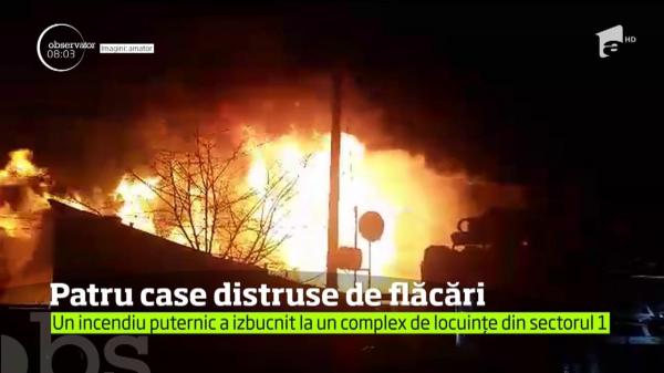 Incendiu PUTERNIC la un complex de locuinţe din Capitală! OPT echipaje de pompieri au intervenit pentru stingerea flăcărilor