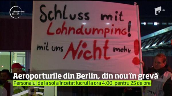 GREVĂ pe Aeroportul din Berlin, din nou. Pasagerii sunt sfătuiţi să-şi verifice zborurile pe Internet (VIDEO)