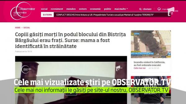 Cele mai vizualizate știri pe Observator.TV