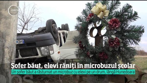 Băut bine la ora şapte dimineaţa, un şofer de microbuz din Hunedoara a pus în pericol viaţa a 17 elevi pe care îi ducea la şcoală