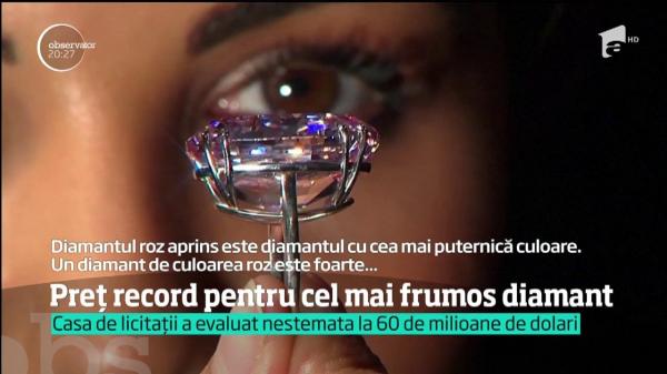 Cel mai mare diamant din lume, scos la licitaţie. La ce preţ record se vinde nestemata roz