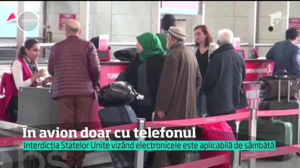 Fără laptop sau tabletă în avion. Doar cu telefon