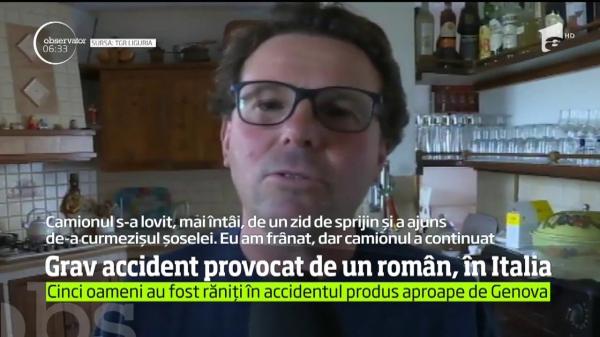 Accident CUMPLIT în nordul Italiei. Un camionul condus de un român a SCĂPAT DE SUB CONTROL pe o autostradă