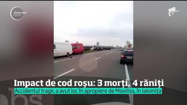 COD ROŞU în judeţul Ialomiţa! Accident rutier grav soldat cu trei morţi şi patru răniţi!