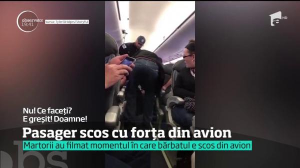 VIDEO. Imagini ŞOCANTE! Pasager TÂRÂT afară din avion, de forţele de ordine, sub privirile ÎNGROZITE ale celorlalţi călători