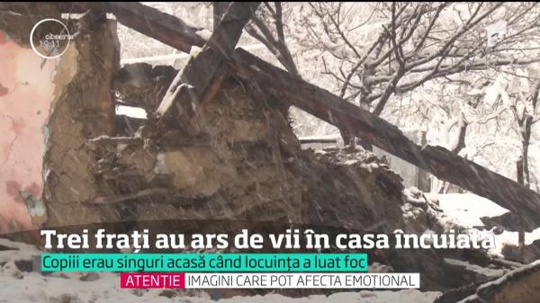 Trei copii au ars de vii într-o casă din Bacău,unde tatăl i-a încuiat, după ce a uitat o lumânare aprinsă