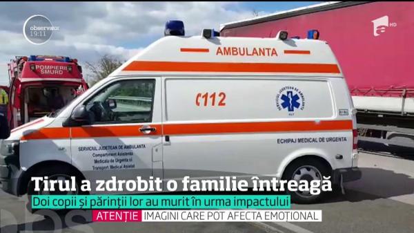 CARNAGIU PE ŞOSEA! Un cauciuc EXPLODAT al unui TIR a ucis o familie întreagă, inclusiv doi copii de 5 şi 6 ani, în judeţul Olt