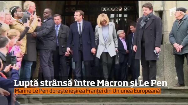 Emmanuel Macron şi Marine Le Pen se vor înfrunta în turul doi al alegerilor prezidenţiale din Franţa